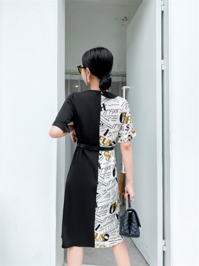 夏季拼接连衣裙，女装连衣裙，M&G