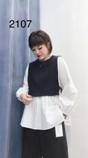 2021春款现货假两件拼接上衣，女装，億亿铭品