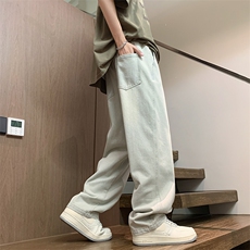 2025春夏款港风宽松直筒牛仔裤休闲百搭长裤牛仔裤K24123-P50，男装牛仔裤，星座717