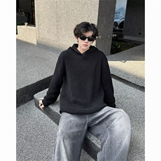 秋季连帽毛衣男生宽松慵懒风针织衫痞帅简约外套5801P47，男装针织衫/毛衣，星座410-2