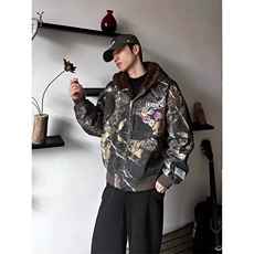 网图有货美式复古迷彩连帽座山雕棉服男女加绒棉衣A1137-P155，男装棉衣，星座1505