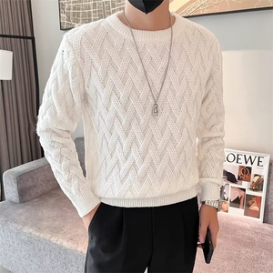 圆领毛衣男生宽松休闲慵懒风毛衫线衣菱形时尚打底针织衫 MY601图片