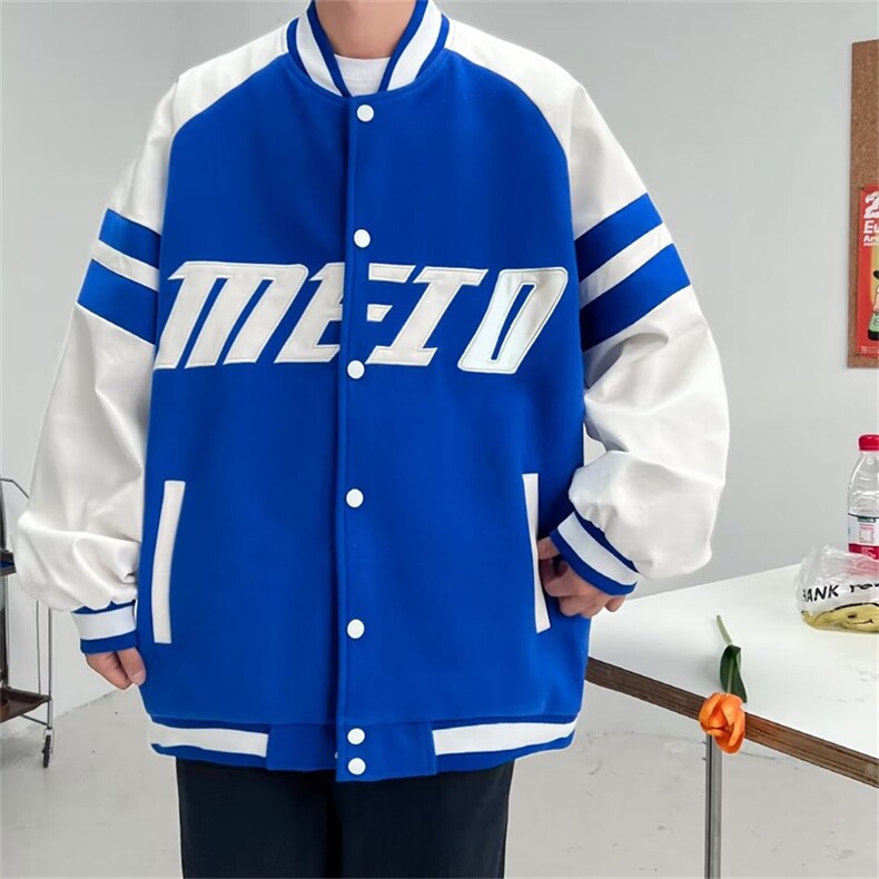 秋季港风潮牌情侣拼接夹克高街字母印花棒球服外套男W5507-P65,男装夹克,星座512-2