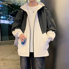 港风上衣拼接多拉链夹克宽松落肩拼色冲锋衣外套JK831P78，男装夹克，星座1204-3