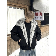 现货高品质美式高街冬季重磅硬挺短款座山雕毛领棉衣男女加厚外套，男装棉衣，电商A486-1
