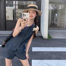 港风休闲牛仔马甲短裤套装女夏2025新款小个子显瘦遮肉爆款两件套，女装套装/套裙，2C009