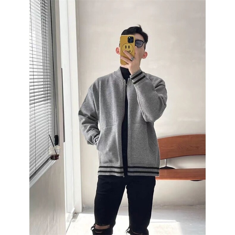 撞色休闲针织开衫外套男秋冬新品宽松百搭情侣毛衣MY8208-P70,男装针织衫/毛衣,星座208-5
