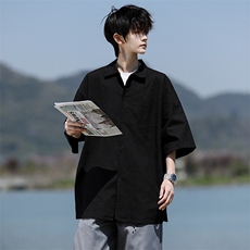 8XL-M亚麻短袖衬衫男夏薄款宽松休闲百搭大码半袖衬衣DC28002P50，男装衬衫，电商B312