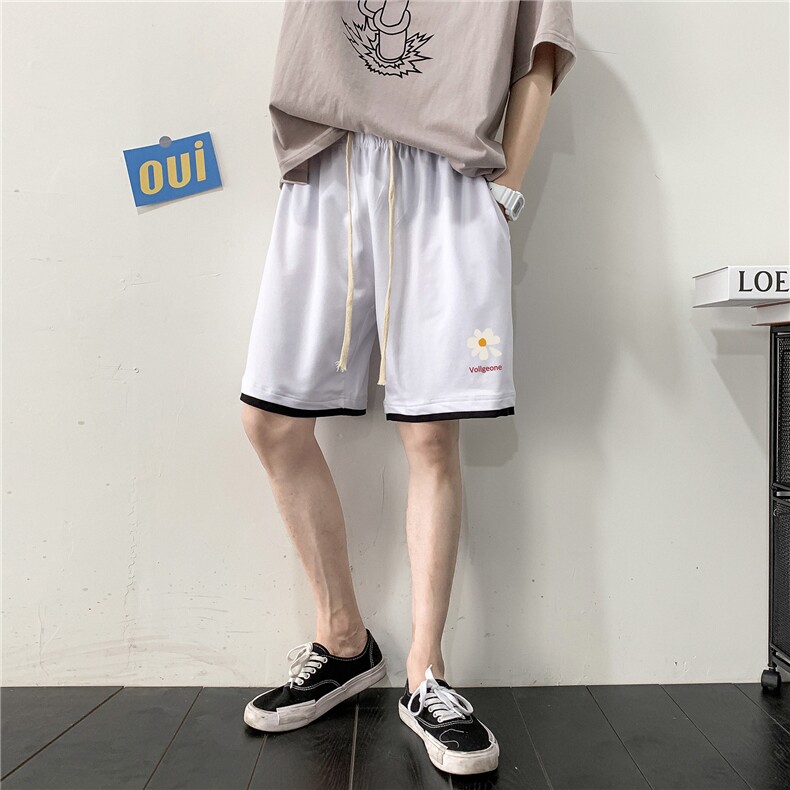 LK32059-P30小雏菊假两件运动短裤男大码五分裤男沙滩裤男港风,男装休闲裤,电商A040A