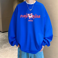 华夫格卫衣圆领卫衣男大码长袖t恤男外套HW76329-P30加绒款-P40，男装卫衣，电商A040