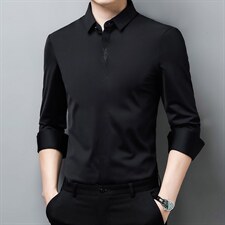 2022长袖衬衫春秋季新款男装中年纯色商务休闲衬衣男士薄款上衣，男装衬衫，电商B212（原钱塘6029）