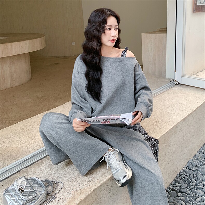春装新款英伦格子拼接休闲套装时尚卫衣两件套2111P170K278,女装套装/套裙,2C219