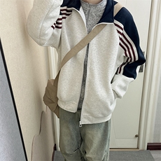 抖音得物高品质美式高街重磅结构织带拼接撞色立领卫衣外套CM41，男装卫衣，电商A486