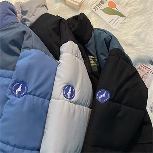 美式拼接立领棉服男女冬季潮牌加厚棉袄ins宽松工装外套TT575 P72图片