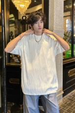 8XL-M特大码夏季短袖冰丝皱感透气T恤男潮垂感宽松半袖DX305P45，男装T恤，电商D206-1
