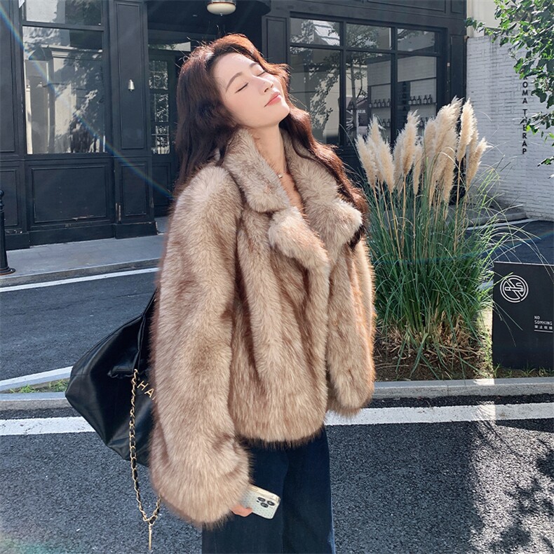 【现货】新款仿貉子毛皮毛一体毛毛款223-1522-P210-K328，女装皮草，欣美人