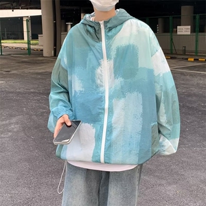 2023港风文艺连帽防晒衣男春夏宽松潮流长袖外套图片