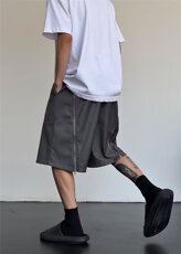 高街设计感小众休闲拉链西装短裤男宽松直筒运动五分裤DK097-P35，男装休闲裤，星座308B-2