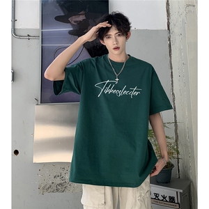 纯棉短袖T恤男士夏季宽松字母印花半袖上衣体恤 D328-T2506-P25图片