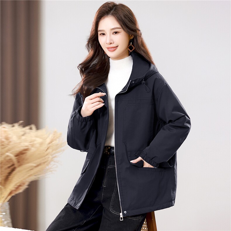 2025年冬季时尚潮流中长款休闲加绒加厚派克服,女装派克服,天丽