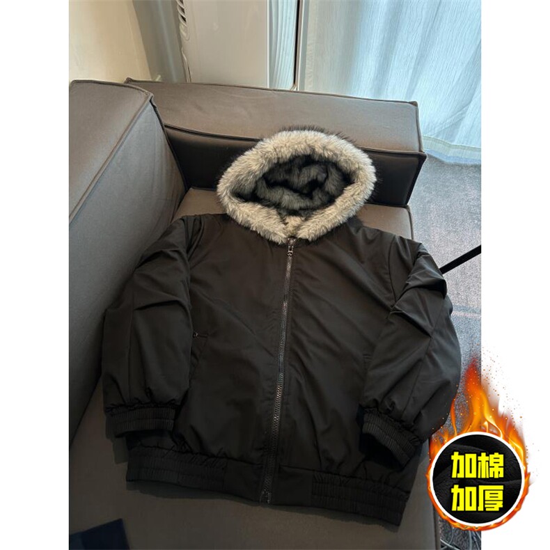 现货高品质美式高街冬季重磅狼王座山雕毛毛领棉衣男女款加厚外套，男装棉衣，电商A486