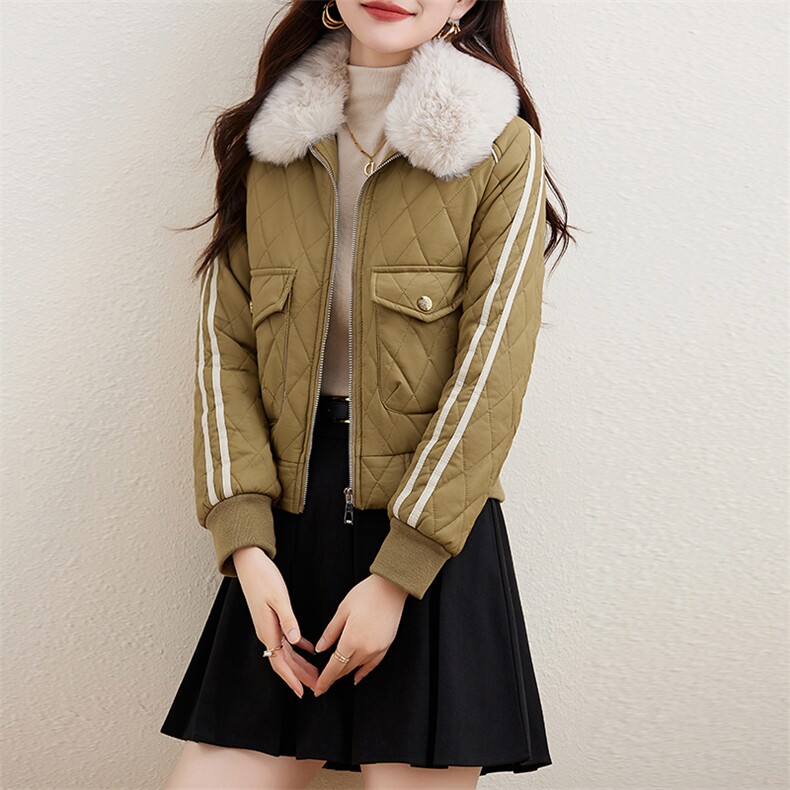 小皮衣棉服女短款2023冬季新款韩版修身显瘦机车服加绒皮夹克外套,女装皮衣,江南女神