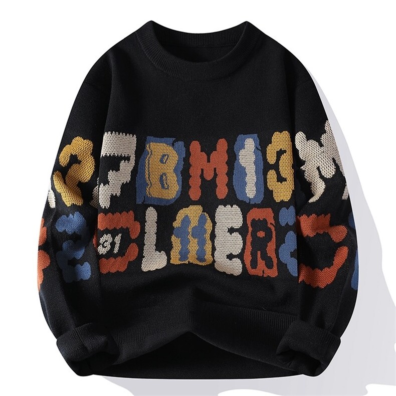 84557-P55休闲毛衣男长袖针织衫男青少年提花打底衫保暖针织衫,男装T恤,电商D310B