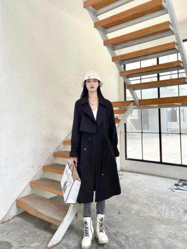 秋季新款抽绳单层风衣，女装风衣，谦度