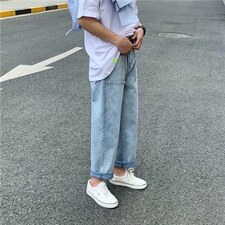 直筒牛仔裤男宽松阔腿裤ins休闲百搭潮牌韩版潮流老爹裤nk18-p35,男装牛仔裤,星座1008-2