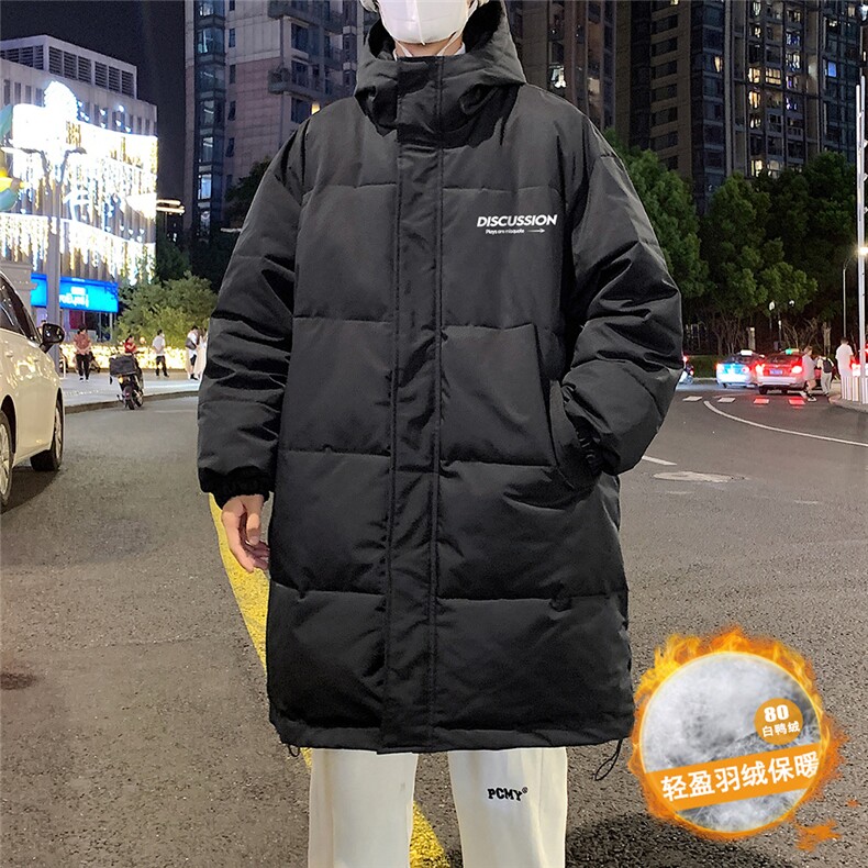 港风夜景时尚连帽字母印花中长款羽绒服A247-YR6163P285控358,男装羽绒服,电商A247