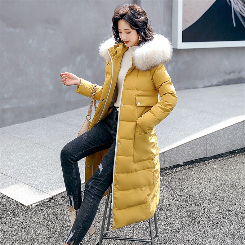 棉服2021新款时尚ins潮加厚大毛领棉服女中长款过膝面包服,女装棉衣/棉服,海爱依仁