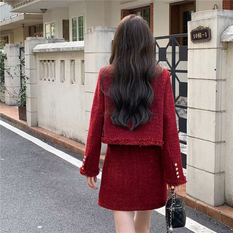 2025冬装新款气质优雅小香范两件套,女装套装/套裙,曼琳思菲