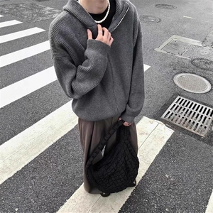 JY368-P61 美式复古cleanfit连帽毛衣开衫外套男款 网图图片