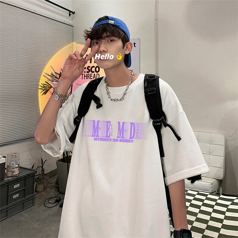 抖音得物二开现货供应220克夏装重磅美式高街宽松短袖t恤MT96,男装T恤,电商A486-1