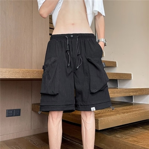 2025新款夏季男士工装短裤宽松休闲五分裤潮牌百搭运动裤工装裤子图片