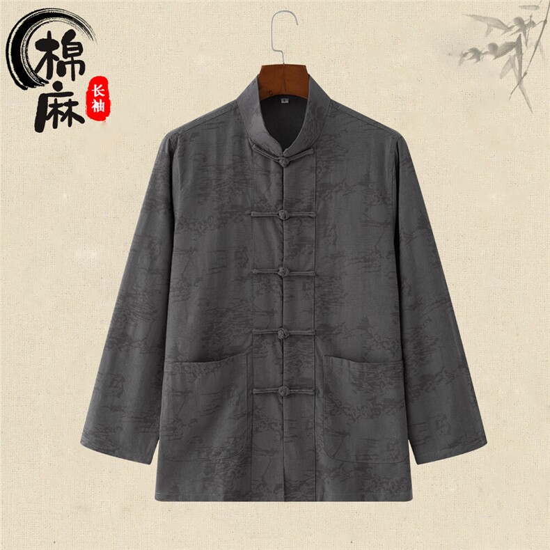 常年备货复古新中式提花立领衬衫法式浮雕刺绣休闲长袖CS2402-P65,男装衬衫,星座217-5