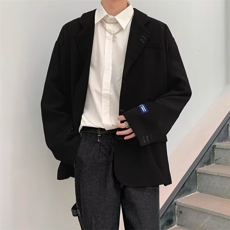 休闲西装男韩版潮流痞子帅气个性2024秋冬季新款ins外套W5135-P43,男装西服,星座412-3
