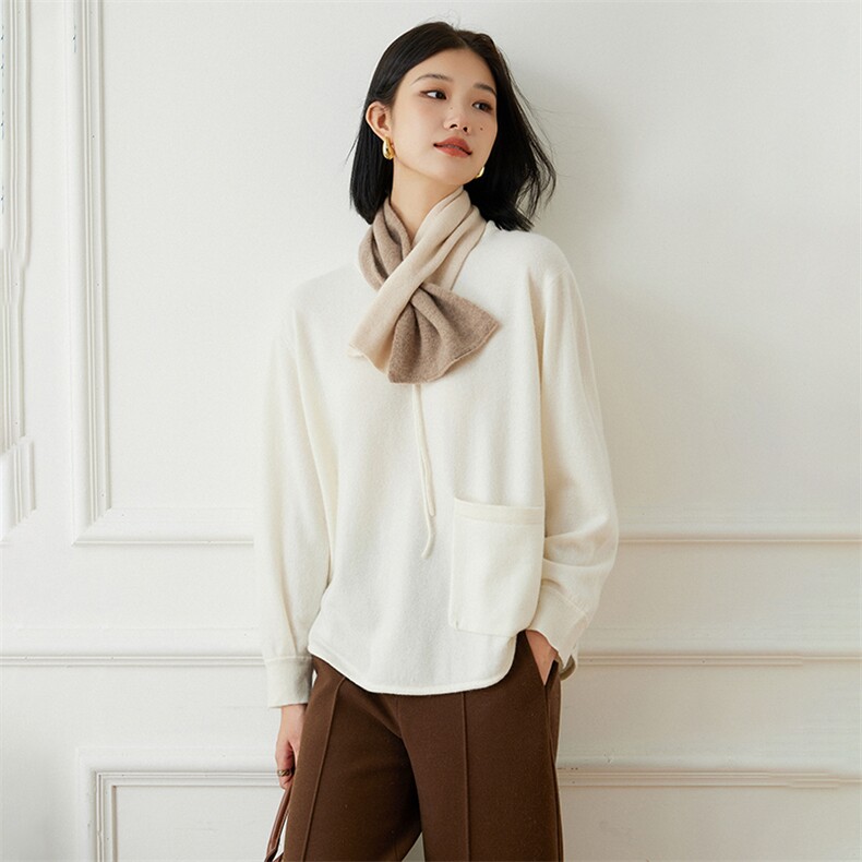 新中式女polo领纯山羊绒衫2025秋冬新款宽松针织打底毛衣娃娃,女装羊绒衫,江帆羊绒