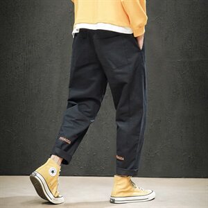 2021秋冬新款黑墙日系大码男腰带宽松绣花休闲裤长裤K563-P45图片