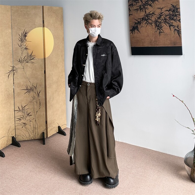 新中式龙纹印花风衬衫男长袖休闲痞帅衬衣外套C158P50,男装衬衫,星座1116-2