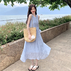 现货波点连衣裙配头绳2582P145K218，女装连衣裙，2C201
