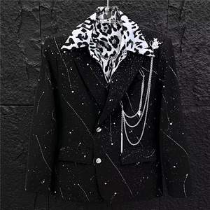 西服套装满天星链条装饰外套大码S-5XL JK0031 P75 西裤h0027 P55图片