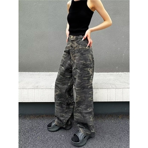 美式水洗迷彩伞兵工装裤男女高街设计感宽松直筒休闲裤NZB219图片