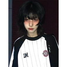 美式长袖条纹球衣条纹拼接撞色运动插肩袖速干长袖T恤男女，男装T恤，星座506A