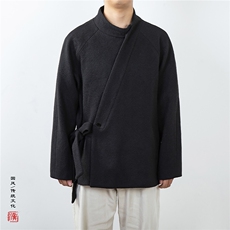 冬装新款风男装改良斜襟汉服外套HW206P140，男装民族服装，钱塘802