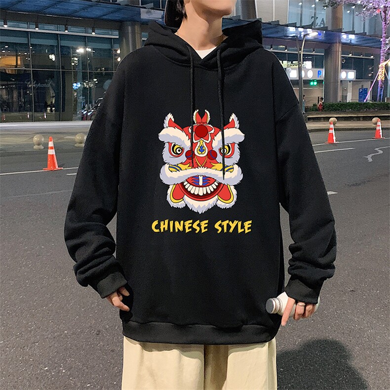 WY2185-P35加绒款-P40纯棉连帽卫衣男大码运动帽衫宽松薄外套男,男装卫衣,电商A040