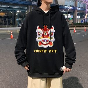 WY2185-P35加绒款-P40纯棉连帽卫衣男大码运动帽衫宽松薄外套男,袜子鞋女款怎么搭配图片