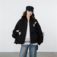 2026新款春装黑色蝴蝶结短外套2D009-2602P145控238，女装短外套，2D009