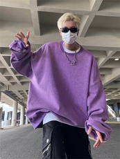 得物抖音高品质二开380克重磅做旧炒雪花纯色圆领水洗卫衣CM15，男装卫衣，电商A486