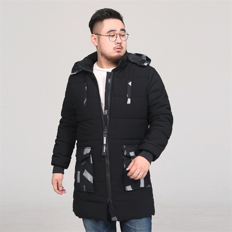 XL-8XL冬装男中长款棉服加肥加大码宽松潮流连帽棉衣外套8823P175,男装棉衣,星座802